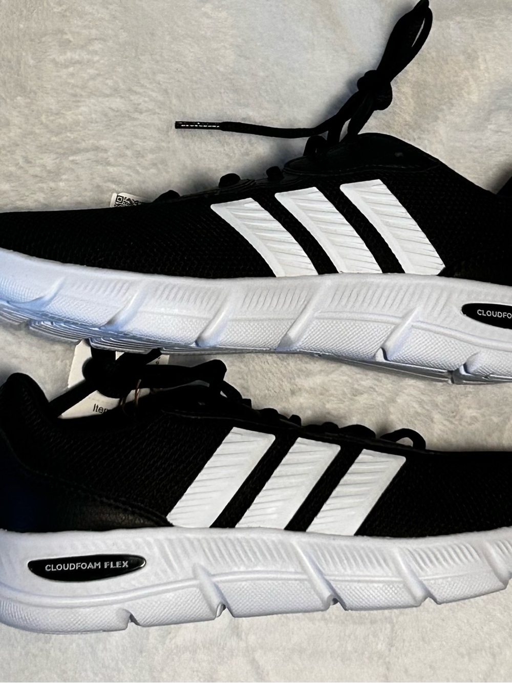 adidas Women’s Black and White Mesh Athletic Sneakers cloudfoam flex
